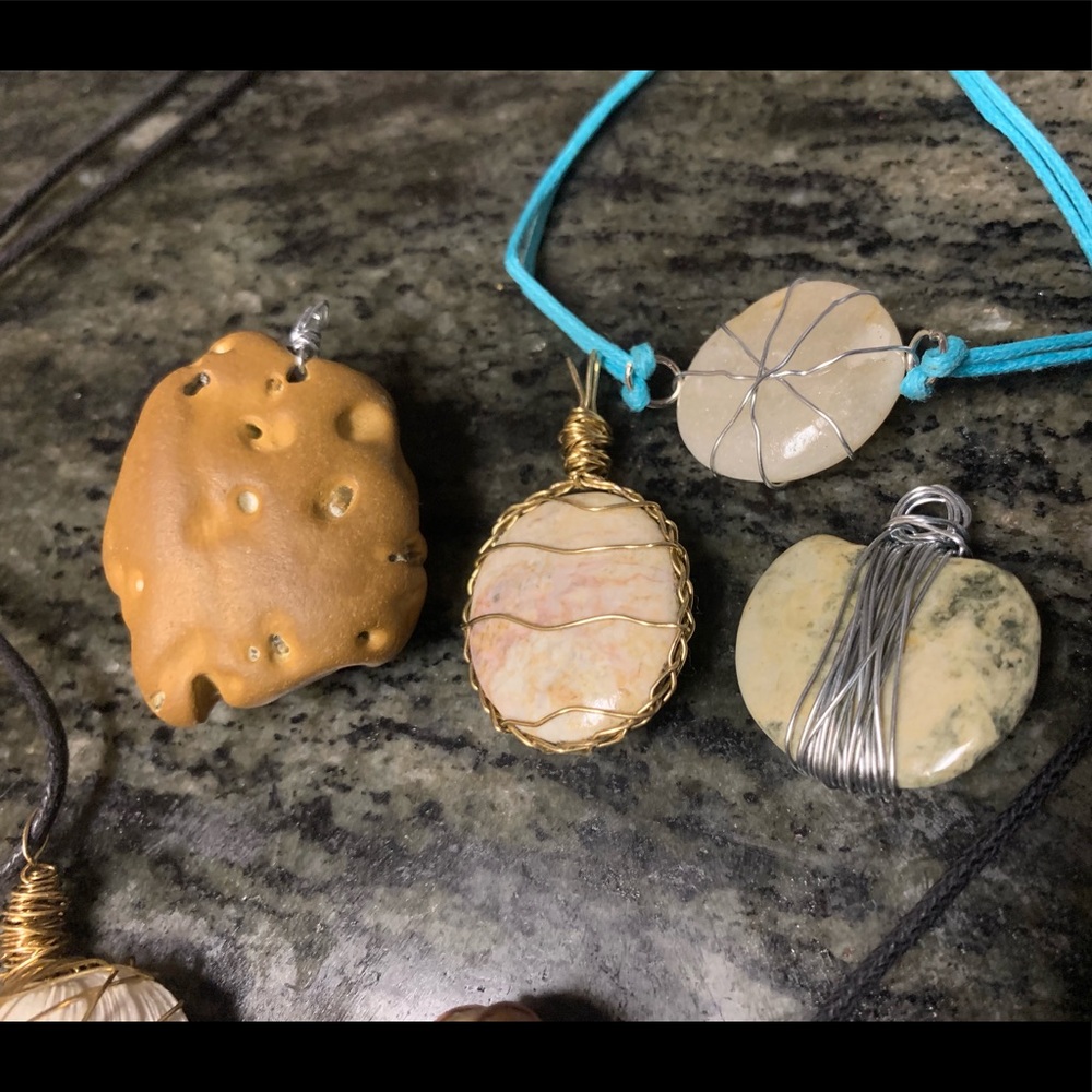 Hand wrapped wire pendants